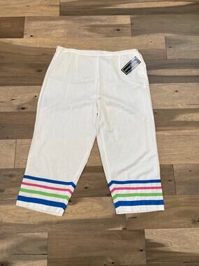Intriguing Threads Linen‑Blend Wide‑Leg Cropped Pants – Size 18W (NWT)